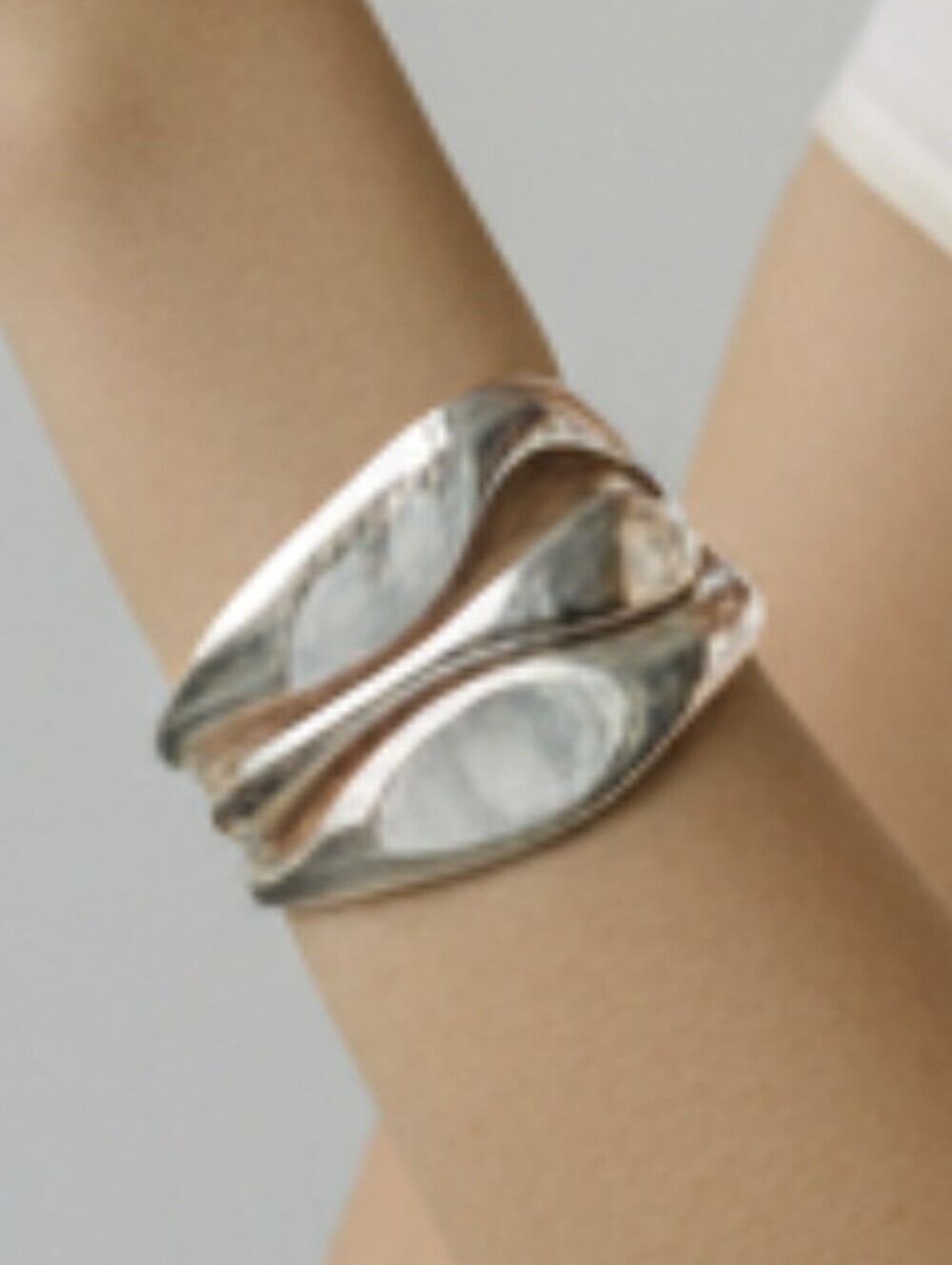 New! Silver Sculptural Wave Cuff Bracelet - Open Back Gold-plated • NWOT (1060)